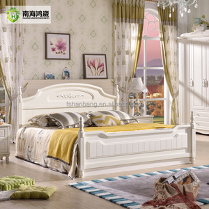 Foshan muebles para el hogar moderno blanco pintado caja diseños cama doble de madera - Product Image 1