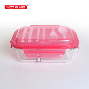 Ecológico de vidrio personalizada Bento almuerzo caja a prueba de fugas con <span class=keywords><strong>cubertería</strong></span> - Product Image 1