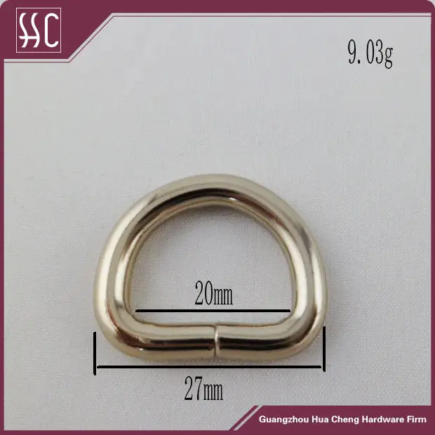 Aleación de zinc metal plateado anillo d, hebilla de metal anillo d para el bolso