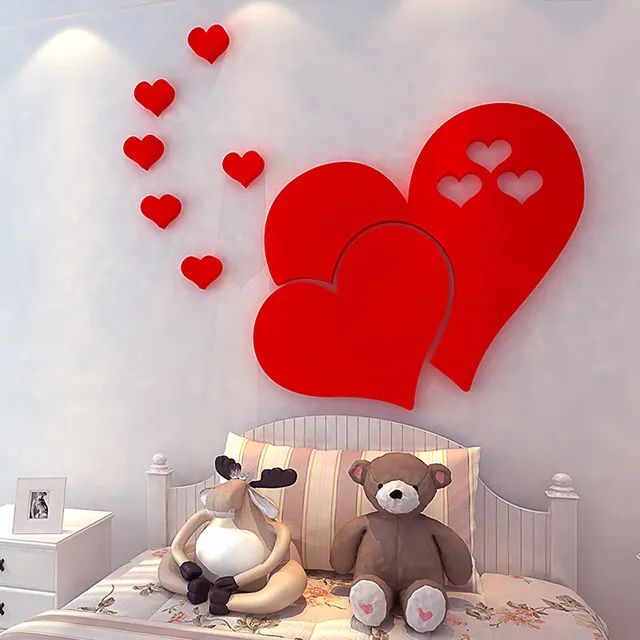Love design Home 3D Reflective Mirror Acrylic Wall Stickers for bathroom living room wall decors