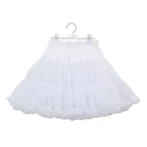 New style soft cheap chiffon skirts pearl white tutu young girl pettiskirts