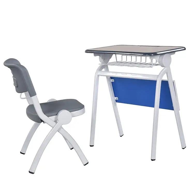 Bureau et chaise d'école au design moderne Mobilier universitaire MDF Bois PP Plastique Pliable Ensemble bureau et chaise pour étudiant pour salle de classe