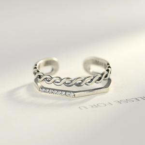 CZCITY ritorto <span class=keywords><strong>925</strong></span> Sterling aperto <span class=keywords><strong>argento</strong></span> semplice piccolo bella 2021 uomini donne Punk <span class=keywords><strong>anello</strong></span> a <span class=keywords><strong>catena</strong></span> - Product Image 4