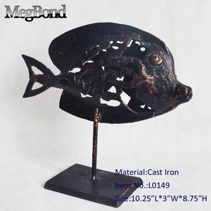 Bán buôn gang khắc nhiệt đới cá máy tính để bàn bức tượng, kim loại cá Bảng trang trí - Product Image 3