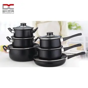 Chất Lượng Cao Carbon Thép Không Dính Gốm Đá Cẩm Thạch Coating 12 Cái Cookware Set Với Tempered Glass Covr Đồ Dùng Nhà Bếp Nấu Ăn Sử Dụng