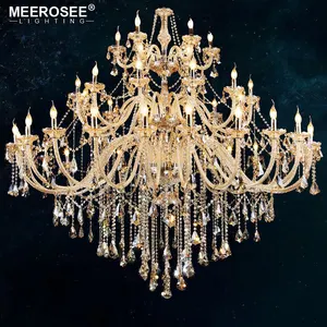 MEEROSEE 中国华丽玻璃水晶枝形吊灯酒店大堂和别墅大型枝形吊灯灯具 MD85866