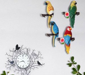 Set di decorazioni murali pappagallo in resina vivida personalizzate con sculture di uccelli tropicali realistiche per la decorazione del giardino domestico - Product Image 3