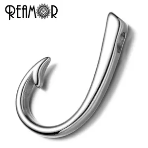 REAMOR 316L Stainless steel Fish Hook Leather Bracelet Connectors Charms Fit Necklace Pendant DIY Jewelry Making
