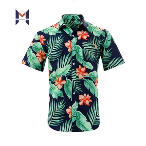 Camisa de manga curta impressa eco amigável camisas havaianas personalizadas para homens