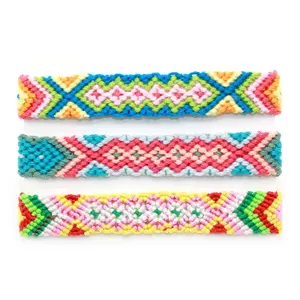 À la main Boho Bijoux Amitié Bracelets Réglables Wrap Coton Mélange Couleur Tissé À La Mode Corde Chaîne Pour Les Femmes