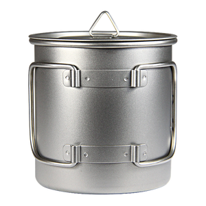 Gobelet en titane monocouche écologique léger avec poignée pliable, sableblayé, classique, pour le camping, la randonnée et les activités de plein air, 500 ml, avec couvercle - Product Image 3