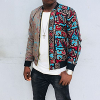 Vêtements africains personnalisés Dashiki wax africain de printemps à imprimé kente veste décontractée pour hommes manteaux avec fermeture éclair