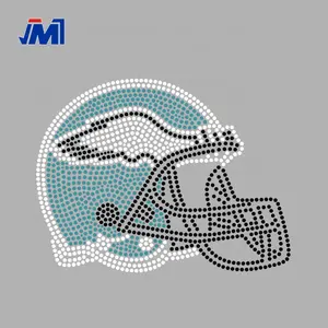 Baixo Preço Eagles Capacete Rhinestone Hot Fix Transferência Futebol Projetos Custom Logo Rhinestone Heat Transfer Design Para T-shirts