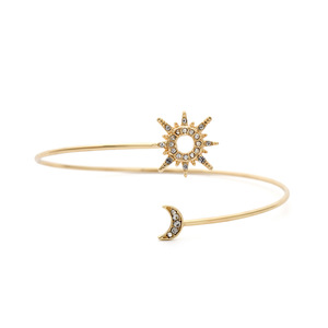 Brazalete fino ajustable con forma de luna y Sol de circón chapado en oro de aleación personalizada estadounidense - Product Image 5
