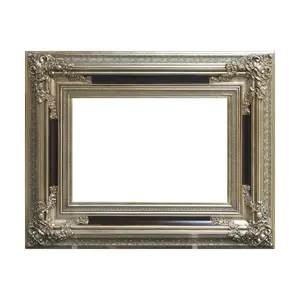 Marco de pintura de madera estilo Rococo, decoración de habitación de madera de tamaño grande, cartón de arte SOA o caja de madera, 1 unidad de oro, plata