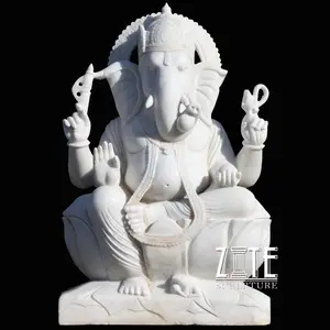 Estátua de mármore branco ganesha de pedra moderna personalizada de deus indolor ganesha