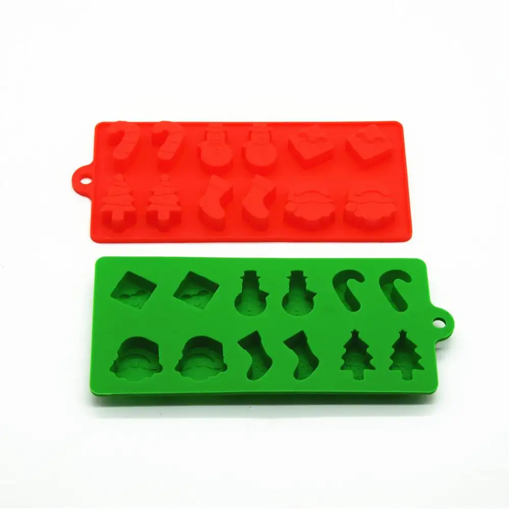 12 Cavities Christmas Holiday Silicone Mold for Cake, Chocolate, Jelly, Candy, Gummy and Ice Cubes