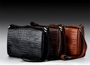Moda de piel de cocodrilo genuino hombre de negocios messager bolsa marrón hechos a <span class=keywords><strong>mano</strong></span> oem odm - Product Image 3