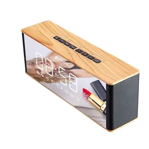 2018 Grosir SANSUI Terbaru desain jam alarm kayu bambu saku mini speaker