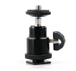 Ball head mount Universal 360 Degree Swivel Rotating Aluminium Mini Tripod Mount Adapter Head Pivot Arm with hot shoe