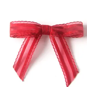 wholesale designer packaging ribbon bow unique Red wide lines fabric ribbon bows