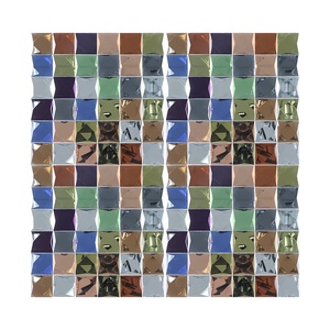 Décoration murale de luxe pour la maison, motif en pierre naturelle, <span class=keywords><strong>prix</strong></span> <span class=keywords><strong>au</strong></span> <span class=keywords><strong>mètre</strong></span> <span class=keywords><strong>carré</strong></span>, couleur irisée, mosaïque en verre arc-en-ciel - Product Image 3