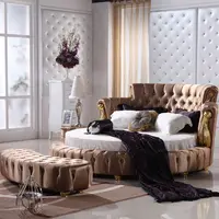 Neoclassic Luxury Romantic Style King Round Bed Furniture Price