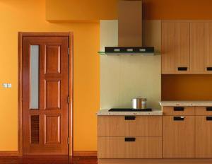 Porte en <span class=keywords><strong>bois</strong></span> de nouvelle conception 2018 avec persiennes ventilées et <span class=keywords><strong>insert</strong></span> en verre pour cuisine - Product Image 2