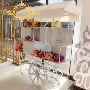 Beyaz renk demir arabaları için güzel düğün süslemeleri şeker sepeti - Product Image 2