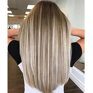 Balayage vurgulamak #8/60 renk insan saçı Toppers klip üst peruk saç saçak inceltme için saç kadın