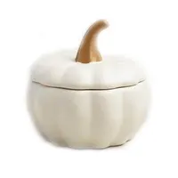 Матовая белая керамическая банка для хранения печенья в виде тыквы с крышкой