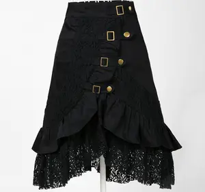 Falda de metal de encaje, ropa gótica punk, diseño retro vintage, color negro, 2021