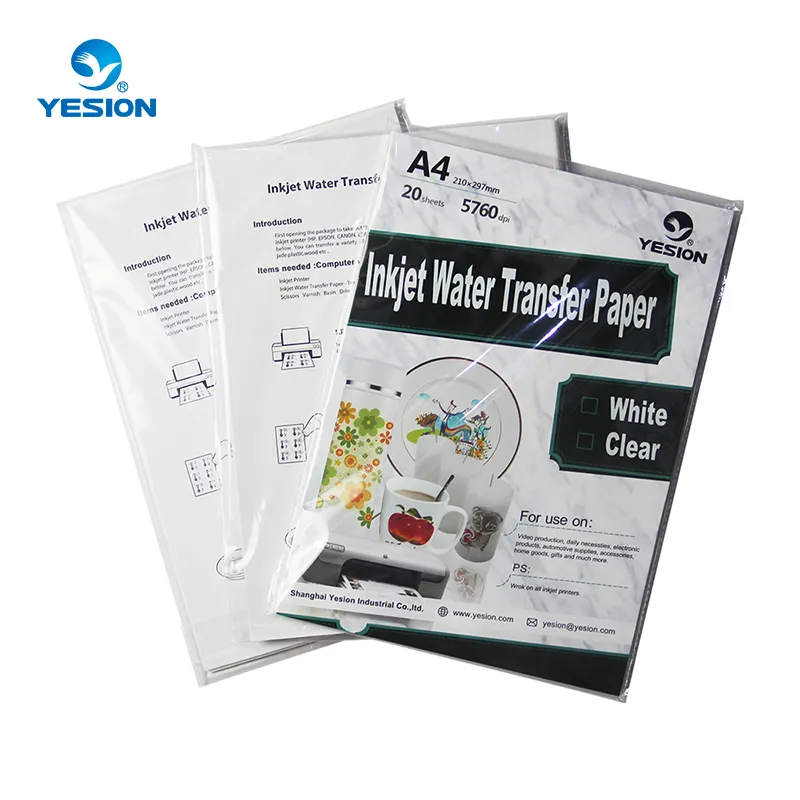 Papel de transferência transparente/transparente da decalque da deslização do jato de inkjet a4 para o material plástico e do metal da caneca