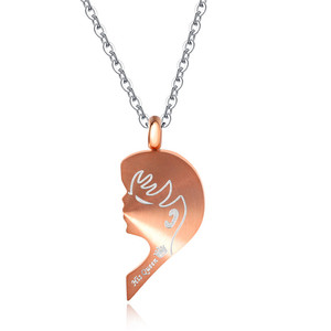 Lucu Ganda Jantung Liontin Pesona Anak Laki-laki dan Perempuan Sahabat Terbaik Selamanya Pasangan Kalung - Product Image 6