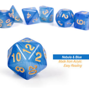 סט קוביות dnd כחול סט, 7 מת קוביות polythedral עבור מנתחים ודרקונים משחקי שולחן משחקים רול לחזה משחק - Product Image 2