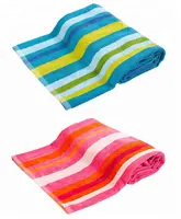 חוף אמבט מגבת 100% כותנה קטיפה רב צבע פסים נופש ספורט