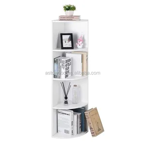 4 Tier Corner Shelf Unit, Freestanding Display Storage Shelves und Wooden Bookcase