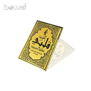 Parfum Labels Accepteren Aangepaste Logo Aluminium Parfum Fles Metalen Bierfles Oem Drank Waterdichte Sticker Zelfklevende Sticker