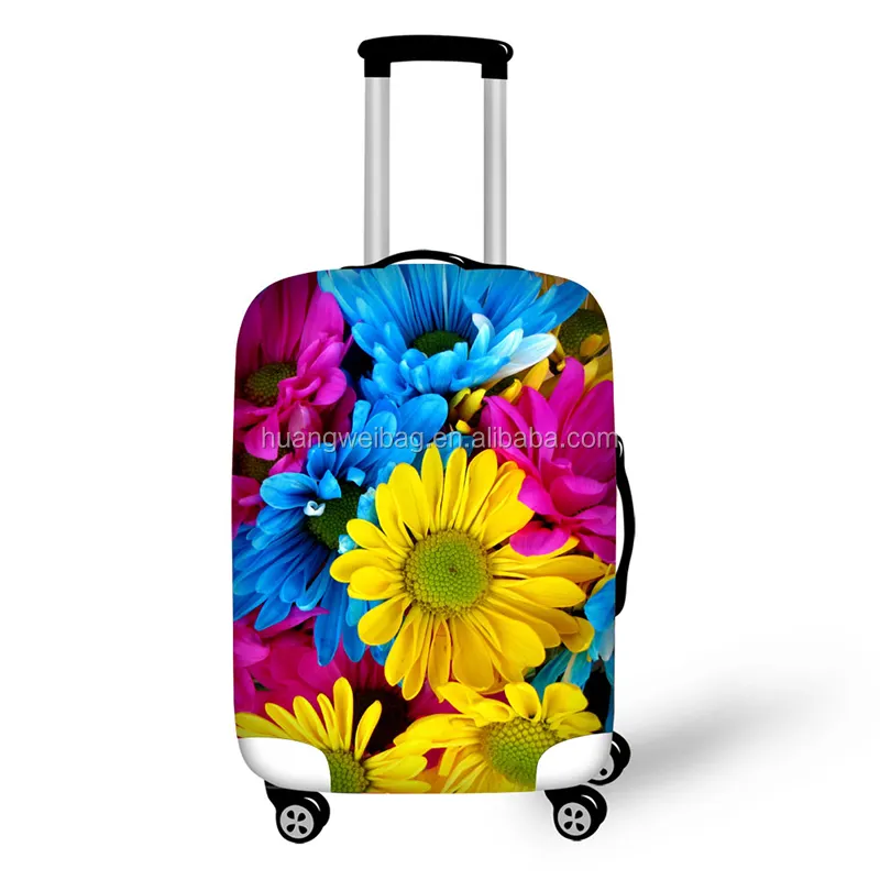 Retail Flower Durable Spandex Travel Luggage Cover Suitcase Protector Cover