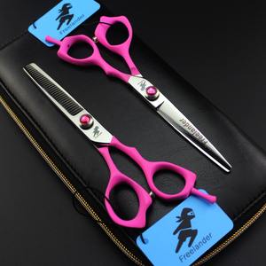 6.0 pouces Freelander élastique rose poignée ciseaux de coiffure ciseaux De Coiffeur Plat cisailles Liu Hai ciseaux Dents ciseaux Mince - Product Image 5