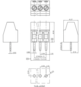 <span class=keywords><strong>Bornier</strong></span> <span class=keywords><strong>vert</strong></span> à vis DG308V 4P 2.54mm - Product Image 5
