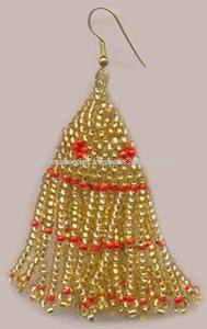 Boucles d'oreilles à franges en perles de rocaille bleu marine Accessoire de déclaration à la mode - Product Image 2