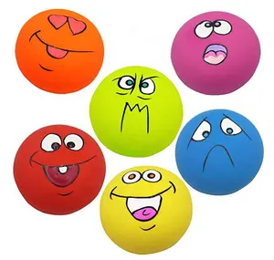 Latex Dog Chew Toy Squeaky Dog Ball Face Fetch Pet Play Toy for Small Medium Pets.