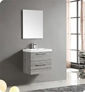 wall-mounted mfc bathroom vanity rustic bathroom cabinet with resin basin counter top