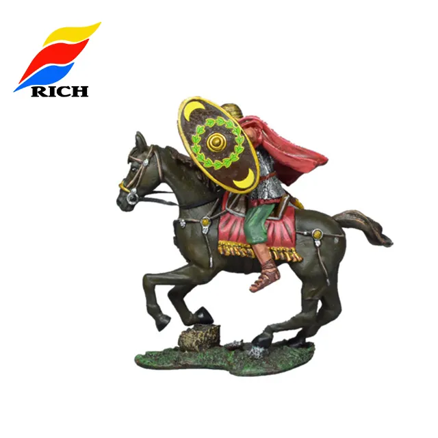 Figur Tentara Model Lukisan Logam Kecil Buatan Khusus dengan Mainan Kuda