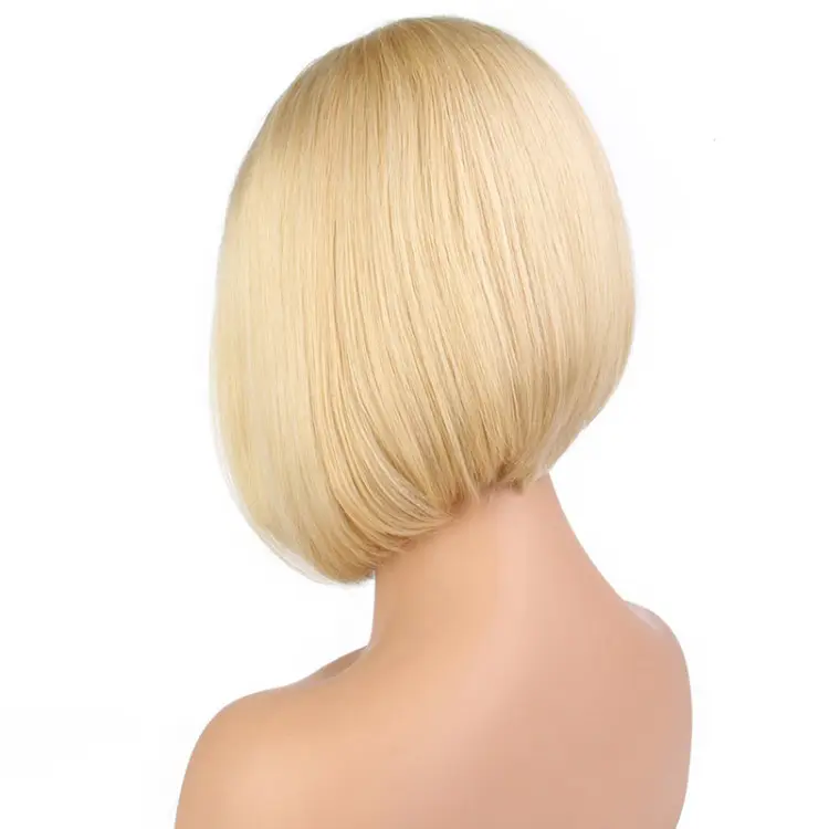 short hair lace wig bob style color 613 blonde human hair wig with dark roots/ombre blonde lace front wig
