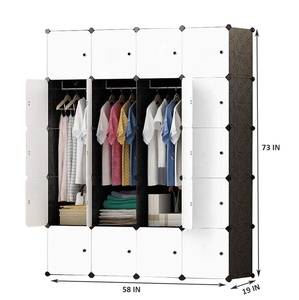 Armoire de rangement modulaire portable DIY, organisateur de placard peu encombrant avec tringle de suspension et <span class=keywords><strong>cubes</strong></span> profonds - Product Image 2