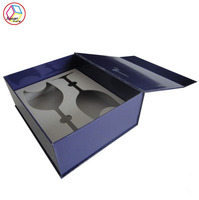 Boîte cadeau de luxe personnalisée en papier pour verres à vin, avec revêtement UV, pelliculage mat/brillant et fermeture magnétique personnalisée, pour cosmétiques en gros