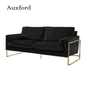 الحديثة الذهب أثاث غرفة المعيشة المعاصرة <span class=keywords><strong>Grey</strong></span> أزرق أسود <span class=keywords><strong>loveseat</strong></span> 3 مقاعد أريكة النسيج المخملية