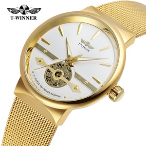 Montre de luxe T-WINNER Noble Top Fashion pour homme, bracelet <span class=keywords><strong>en</strong></span> acier inoxydable, automatique, analogique, alarme, résistante à l'eau - Product Image 4